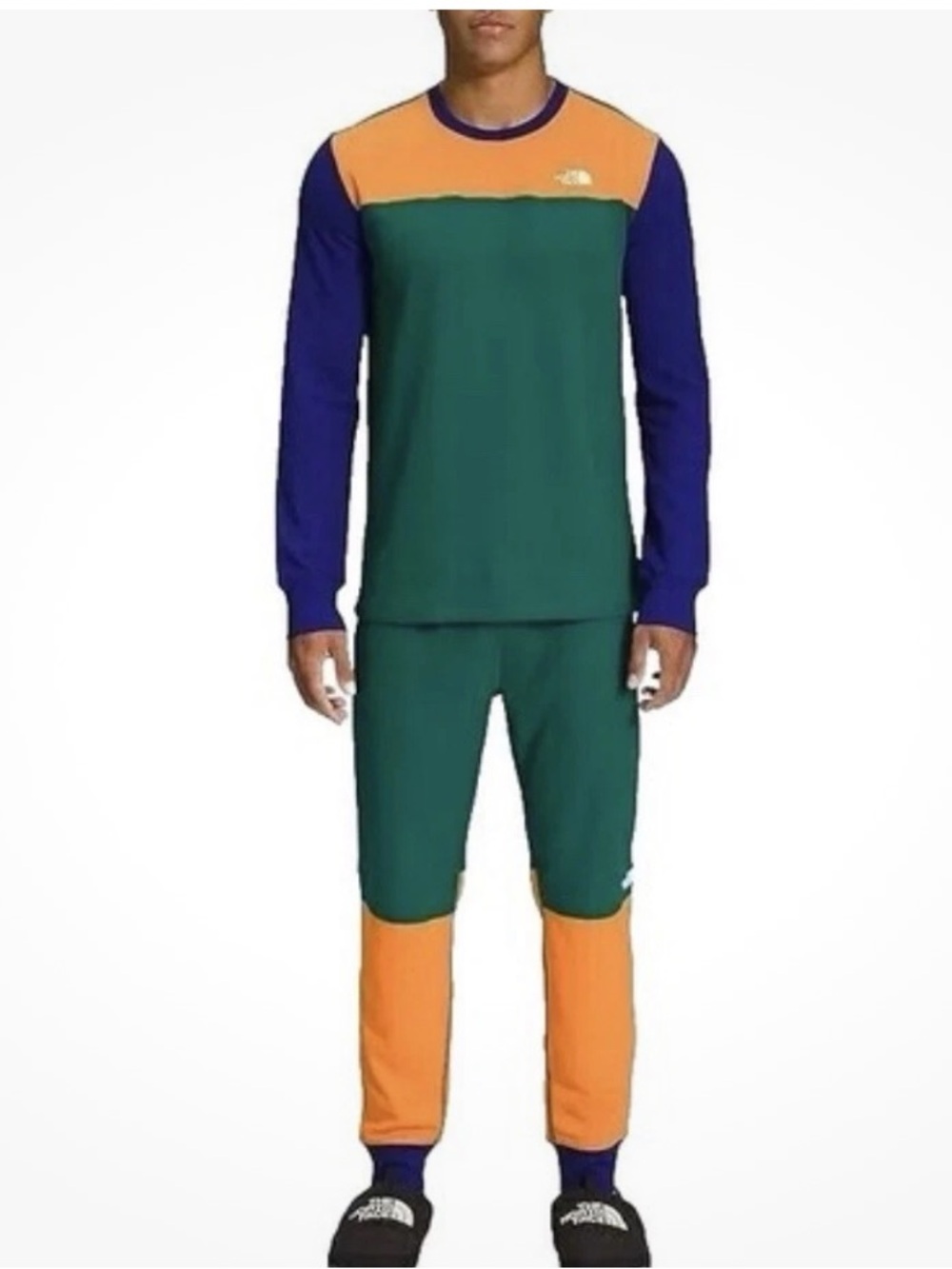 The North Face Men’s Waffle Baselayer Set Green Orange Blue Size M Top & Pants